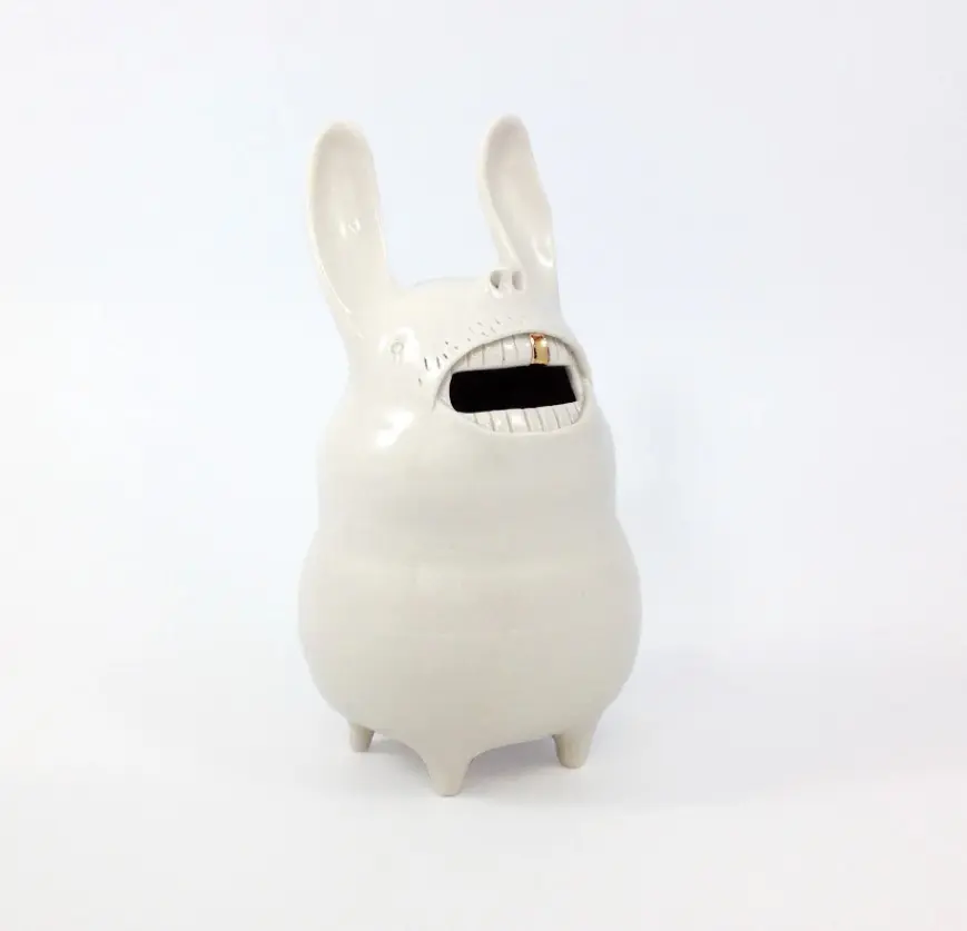 Creature Coin Bank in White Porcelain