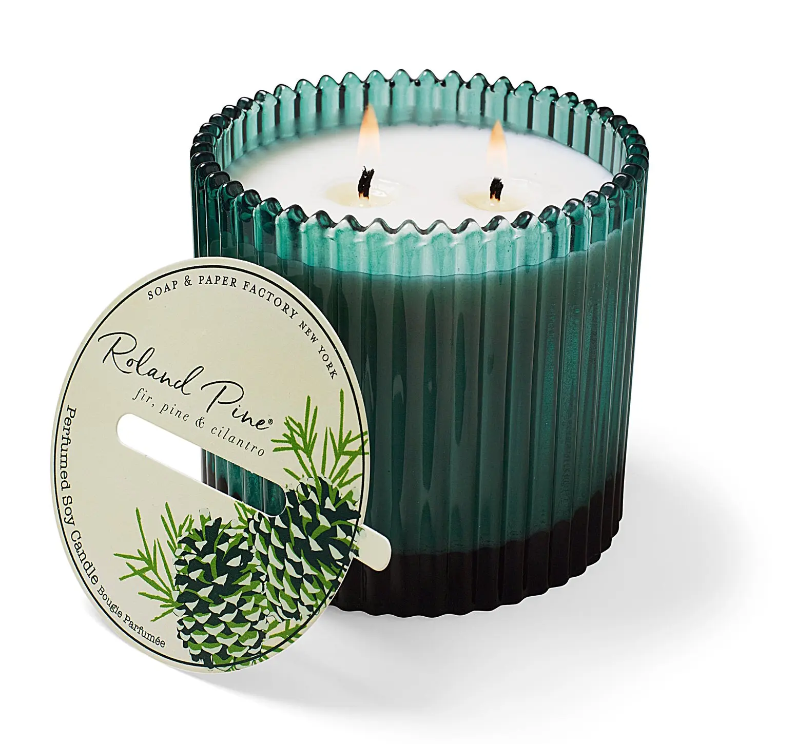 Roland Pine Green Glass Candle